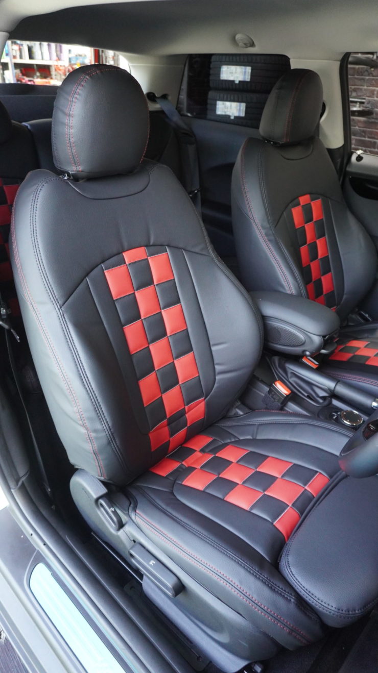 MINI ミニ F54 F55 F56 F57 F60 取付 シートカバー CABANA カバナ 高級感  レザー チェック柄